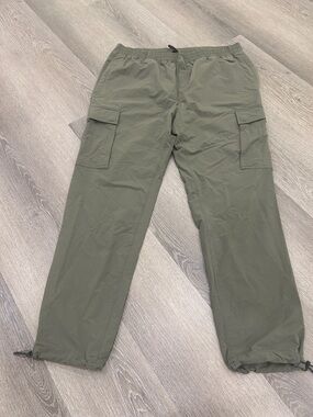 Men's Olive Cargo Drawstring Pants - Lightweight Utility